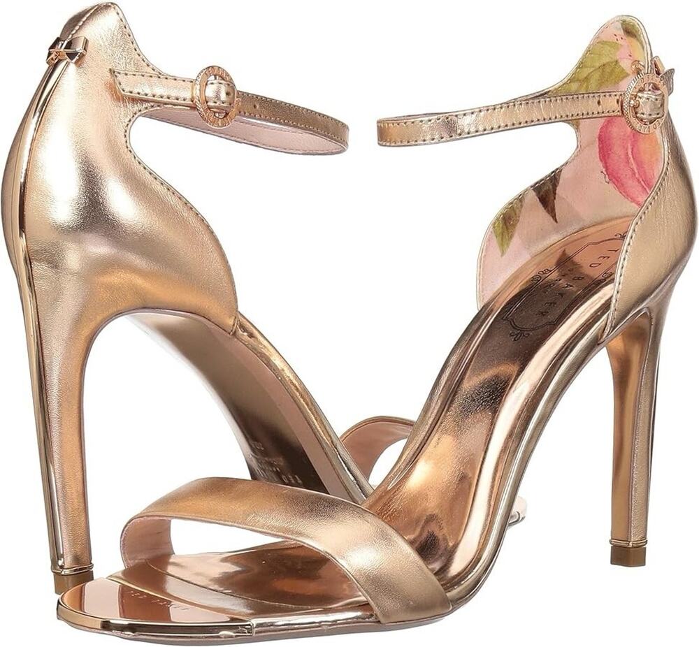 Ted Baker London Womens 36.5 Rose Gold Metallic Ankle Strap Stiletto Heel US 6.5